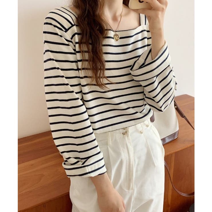 ベーシックスクエアボーダーTシャツ | by muni:r | 詳細画像5 