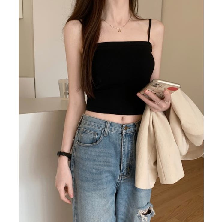 ブラック | カップ付ベーシックキャミソール | by muni:r