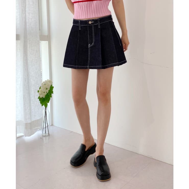 インディゴプリーツデニムスカート[品番：FROW0000299]｜by muni:r