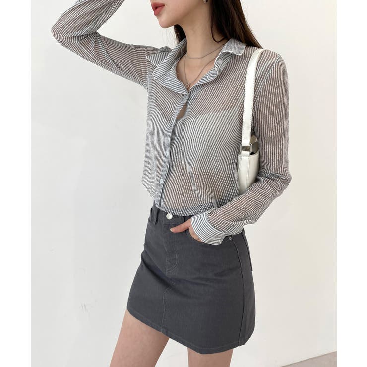 トレンドシースルーショートシャツ | by muni:r | 詳細画像10 