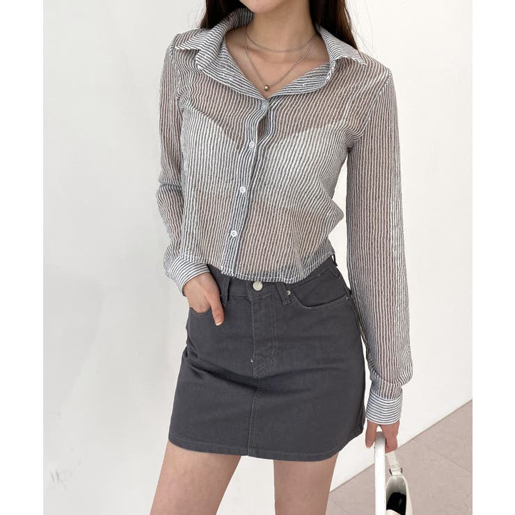 トレンドシースルーショートシャツ | by muni:r | 詳細画像11 