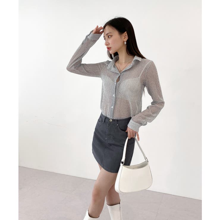 トレンドシースルーショートシャツ | by muni:r | 詳細画像14 