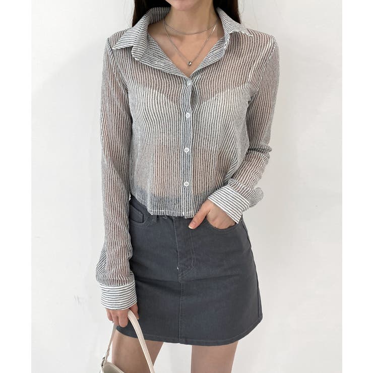 トレンドシースルーショートシャツ | by muni:r | 詳細画像15 