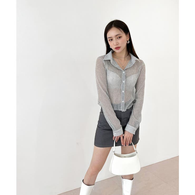 トレンドシースルーショートシャツ | by muni:r | 詳細画像16 