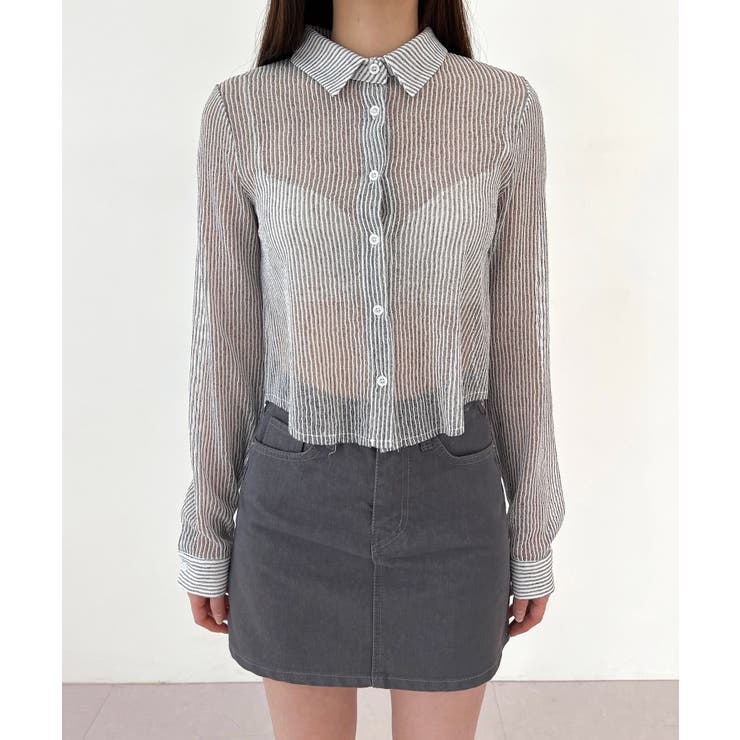 トレンドシースルーショートシャツ | by muni:r | 詳細画像17 