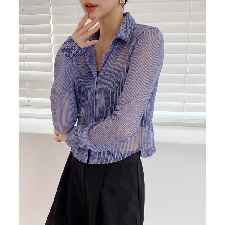 トレンドシースルーショートシャツ | by muni:r | 詳細画像20 