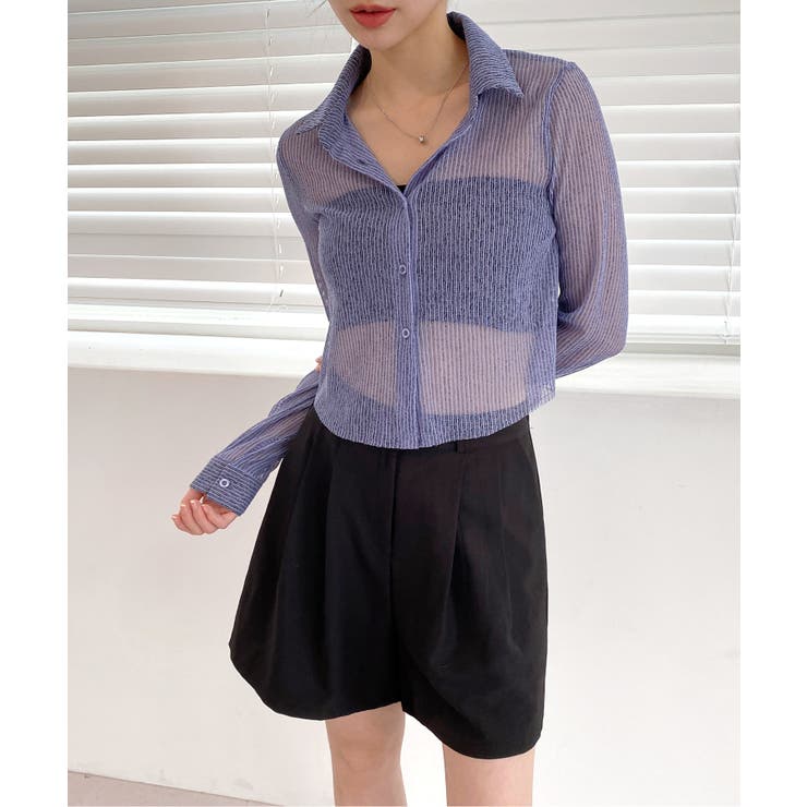 TTT_MSW シースルー　シャツ トレンドシースルーショートシャツ[品番：FROW0000290]｜by muni