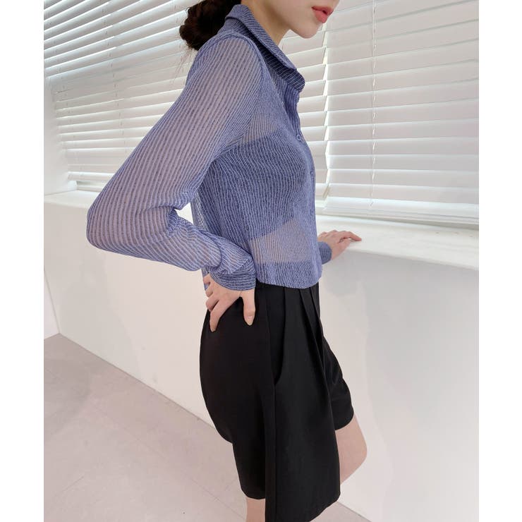 トレンドシースルーショートシャツ | by muni:r | 詳細画像29 