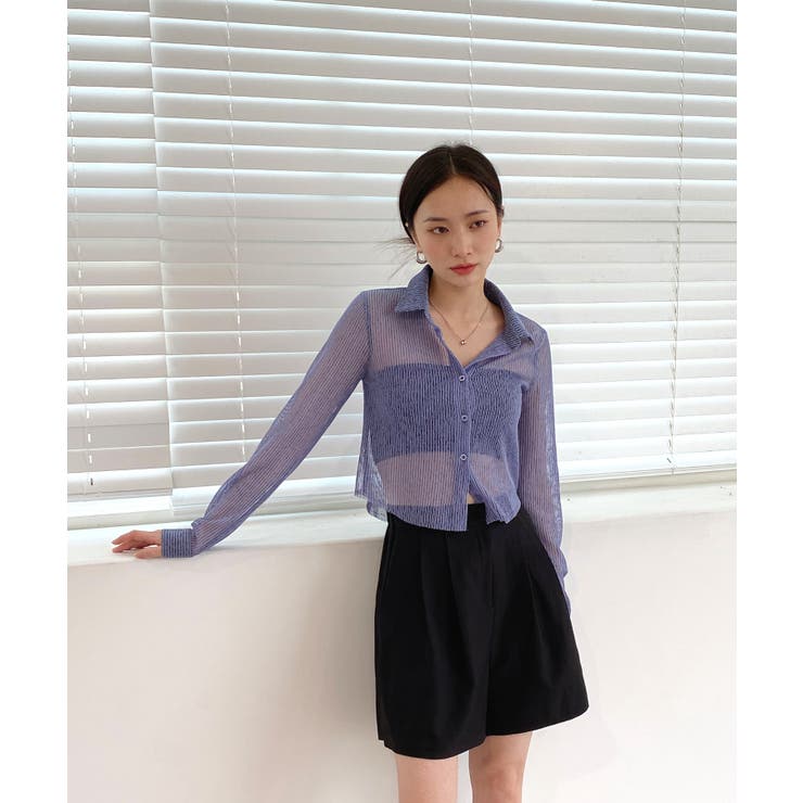 トレンドシースルーショートシャツ | by muni:r | 詳細画像31 