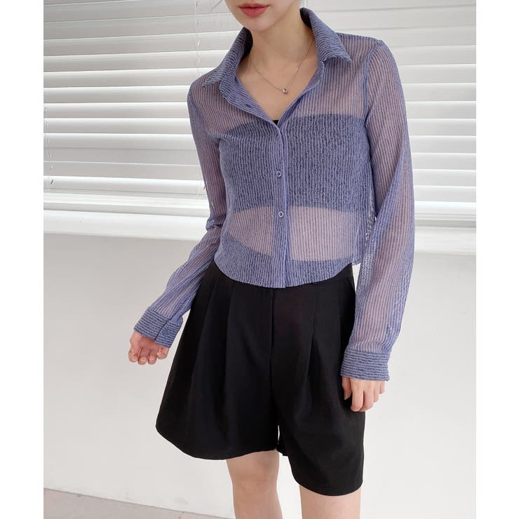 トレンドシースルーショートシャツ | by muni:r | 詳細画像32 