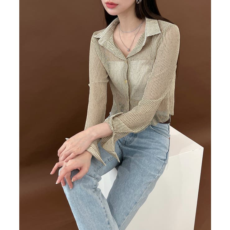 トレンドシースルーショートシャツ | by muni:r | 詳細画像35 