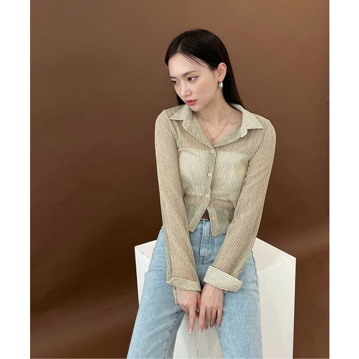 トレンドシースルーショートシャツ | by muni:r | 詳細画像37 