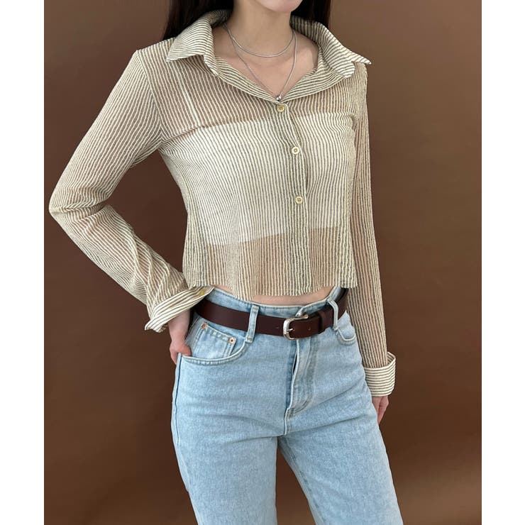 トレンドシースルーショートシャツ | by muni:r | 詳細画像45 