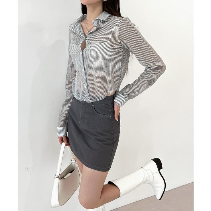 トレンドシースルーショートシャツ | by muni:r | 詳細画像8 