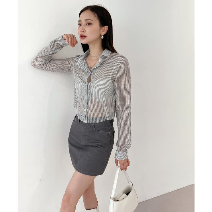 トレンドシースルーショートシャツ | by muni:r | 詳細画像9 