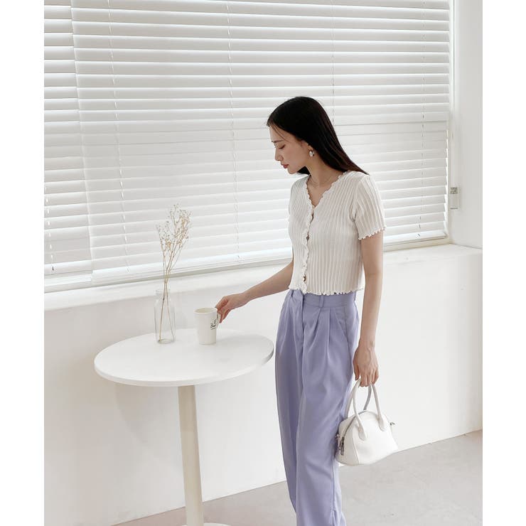 ウェーブリブ半袖カーディガン | by muni:r | 詳細画像2 