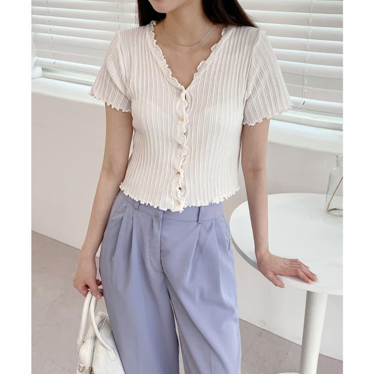 ウェーブリブ半袖カーディガン | by muni:r | 詳細画像6 