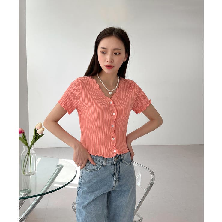 ウェーブリブ半袖カーディガン | by muni:r | 詳細画像75 