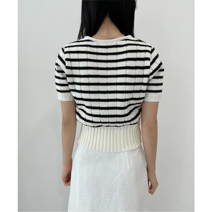 ボーダースクエアクロップド半袖ニット | by muni:r | 詳細画像15 