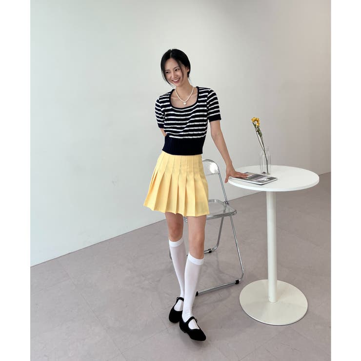 ボーダースクエアクロップド半袖ニット | by muni:r | 詳細画像17 