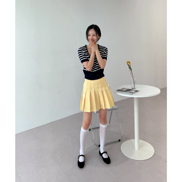 ボーダースクエアクロップド半袖ニット | by muni:r | 詳細画像18 