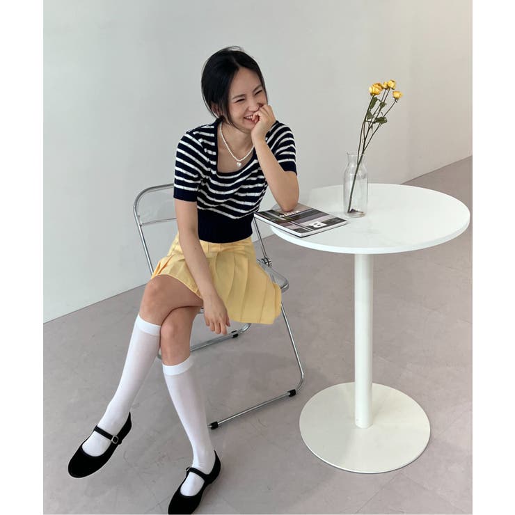 ボーダースクエアクロップド半袖ニット | by muni:r | 詳細画像21 