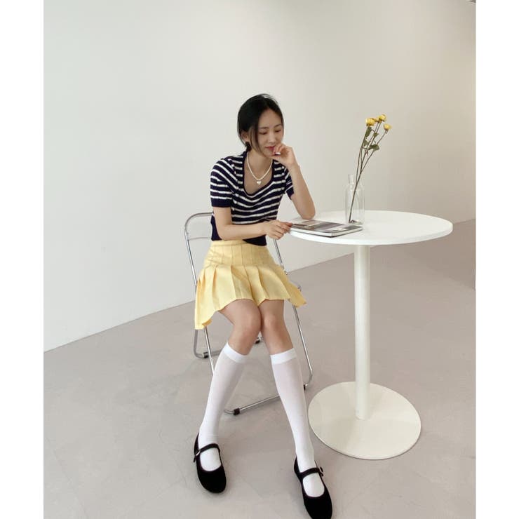 ボーダースクエアクロップド半袖ニット | by muni:r | 詳細画像23 