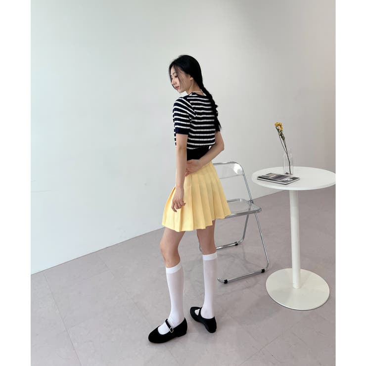 ボーダースクエアクロップド半袖ニット | by muni:r | 詳細画像25 