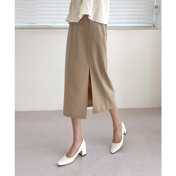 ベージュ | ナチュラルスリットロングスカート | by muni:r