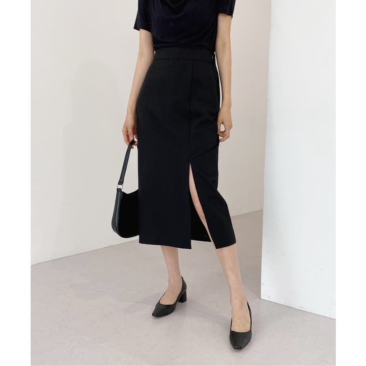 ブラック | ナチュラルスリットロングスカート | by muni:r