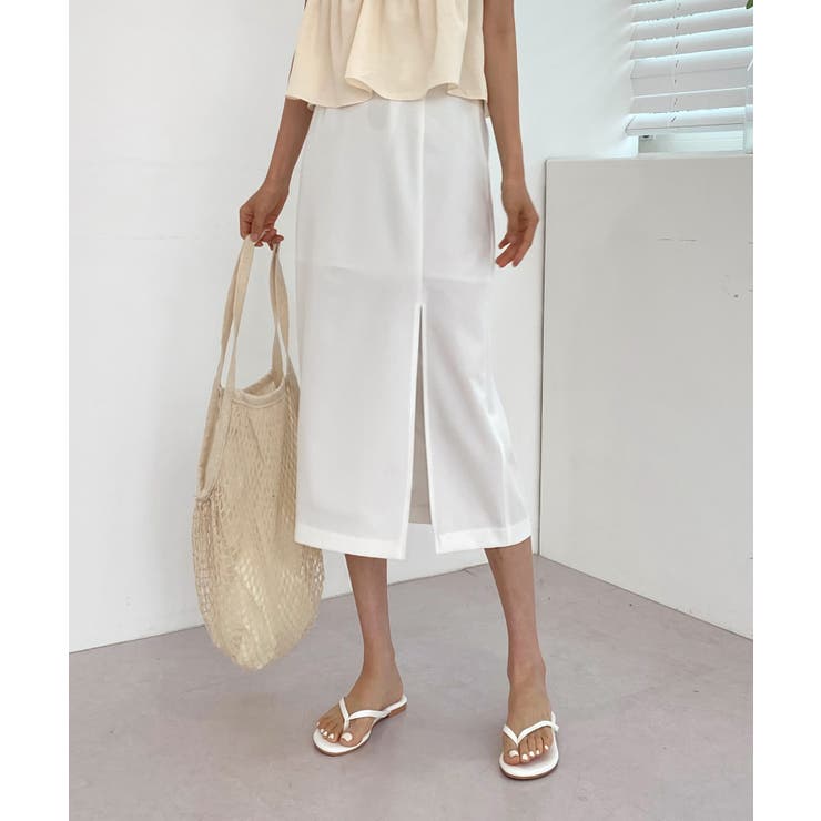 ホワイト | ナチュラルスリットロングスカート | by muni:r