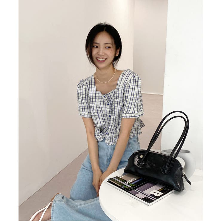 ラブリーチェックフリルブラウス | by muni:r | 詳細画像1 