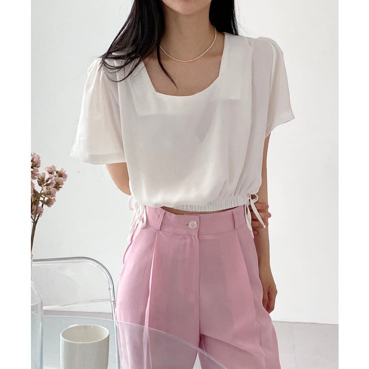 アイボリー | スクエアサイドリボンブラウス | by muni:r