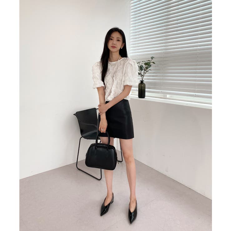 バックリボンポイントエンボスブラウス | by muni:r | 詳細画像15 