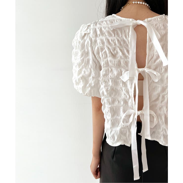 バックリボンポイントエンボスブラウス | by muni:r | 詳細画像19 