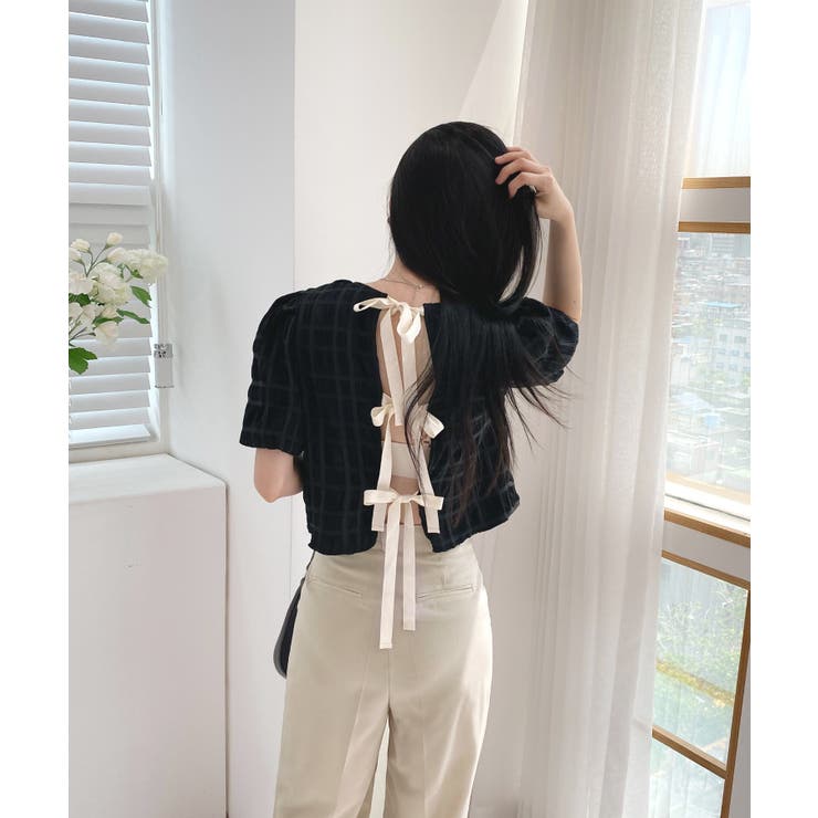 バックリボンポイントエンボスブラウス | by muni:r | 詳細画像24 