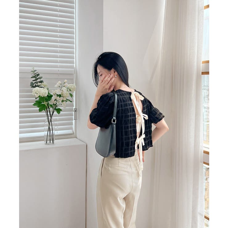 バックリボンポイントエンボスブラウス | by muni:r | 詳細画像25 