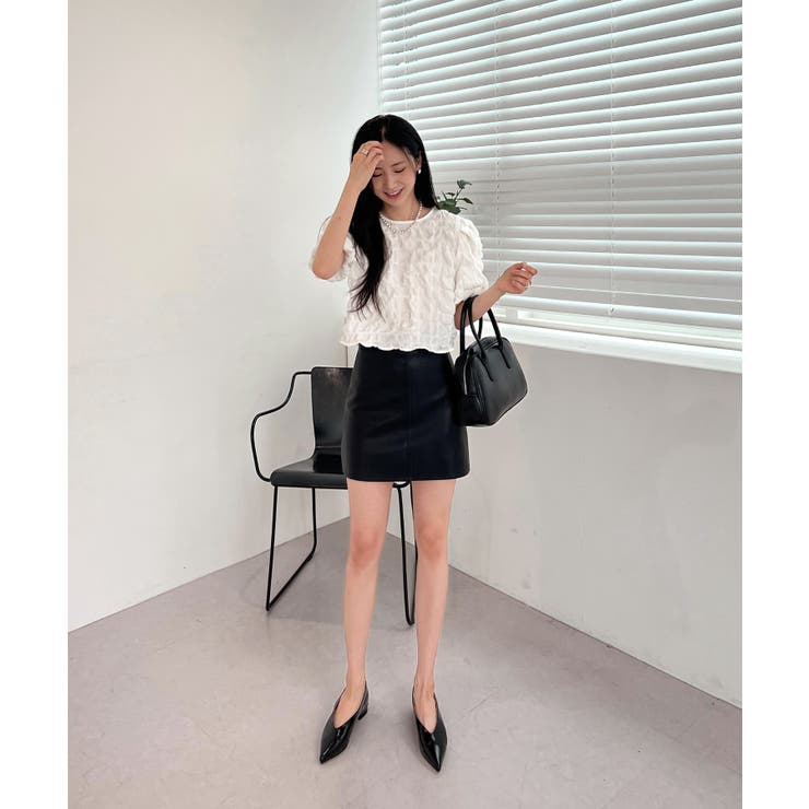 バックリボンポイントエンボスブラウス | by muni:r | 詳細画像3 