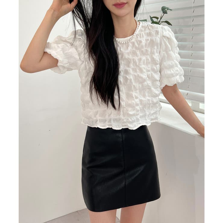 バックリボンポイントエンボスブラウス | by muni:r | 詳細画像4 