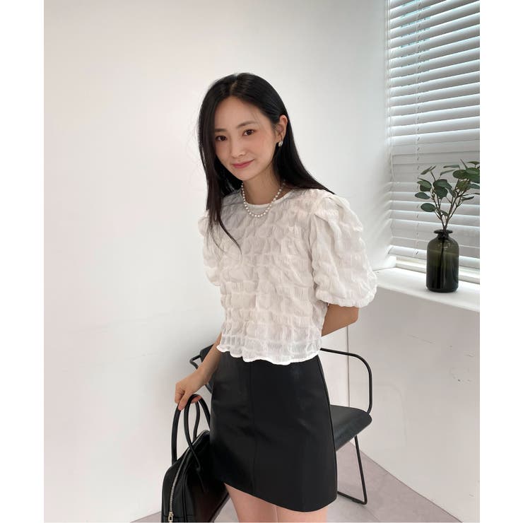 バックリボンポイントエンボスブラウス | by muni:r | 詳細画像5 