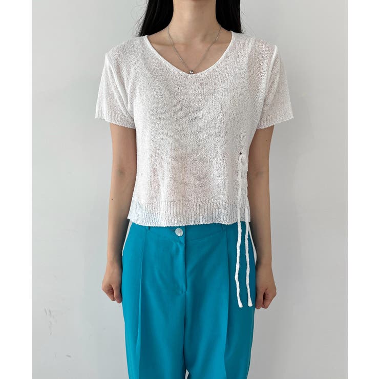 クロップシャーリングストラップニット | by muni:r | 詳細画像17 