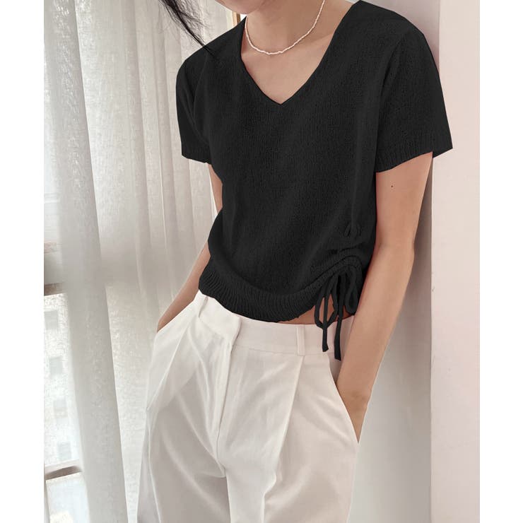 クロップシャーリングストラップニット | by muni:r | 詳細画像59 