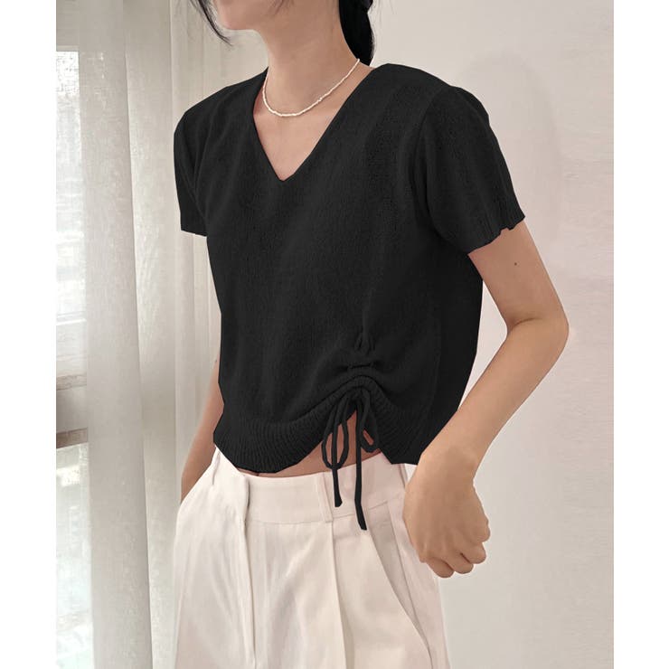 クロップシャーリングストラップニット | by muni:r | 詳細画像60 