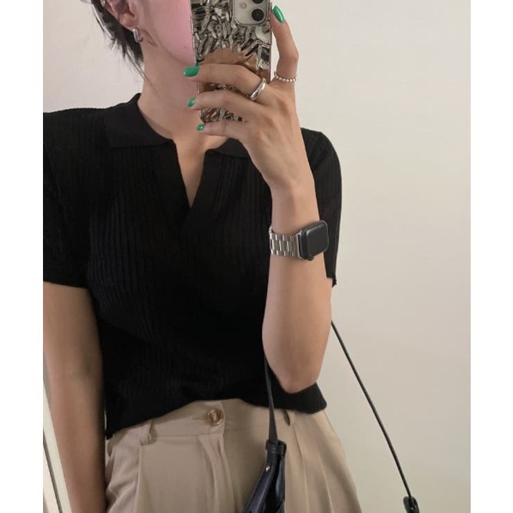 Vネックカラーリブニット | by muni:r | 詳細画像17 