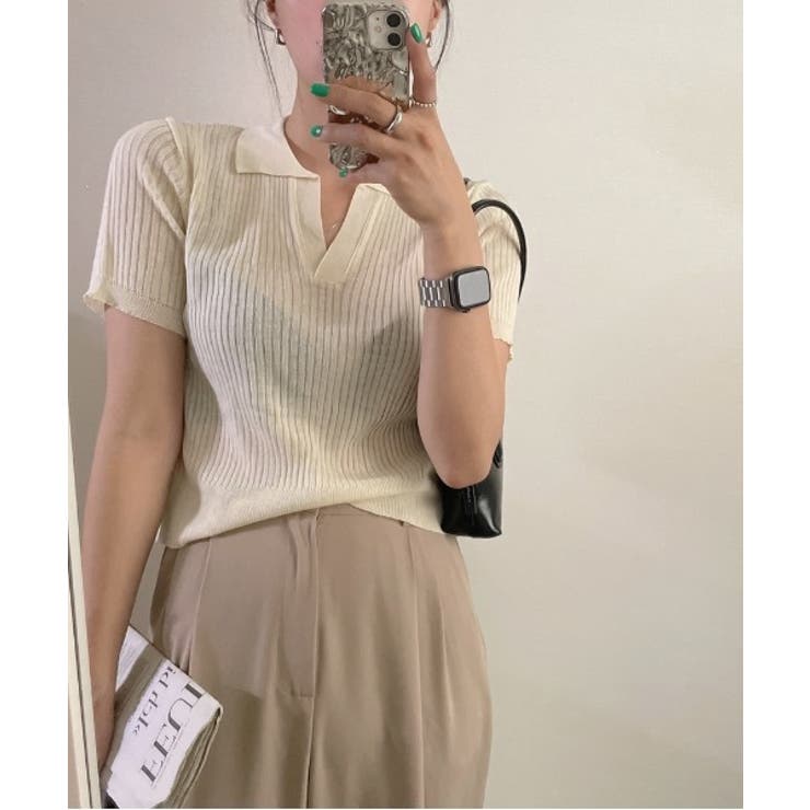 Vネックカラーリブニット | by muni:r | 詳細画像20 