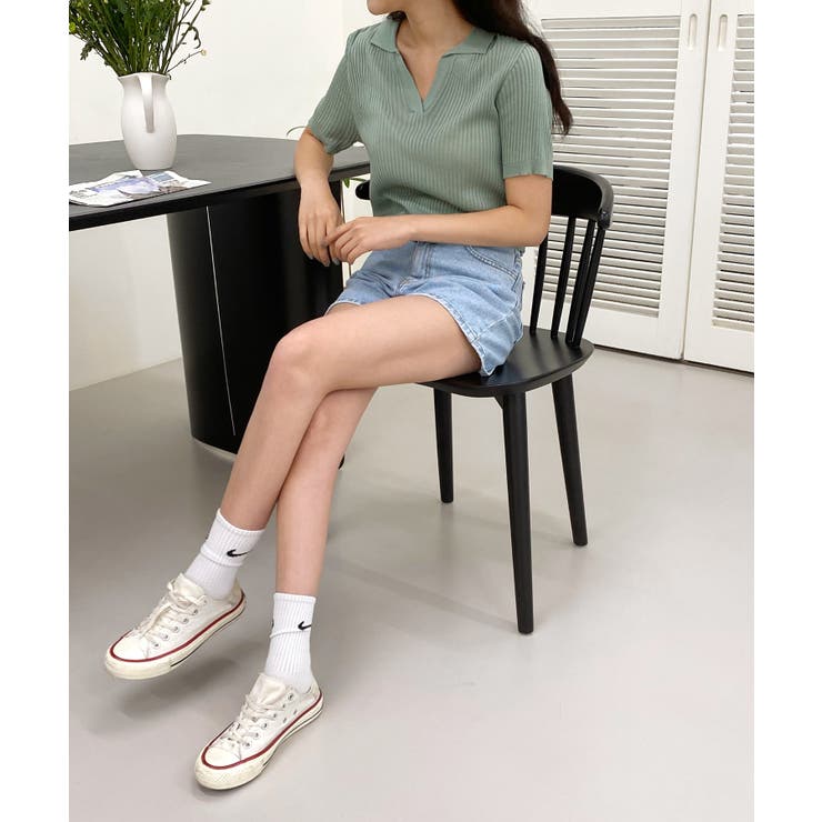 Vネックカラーリブニット | by muni:r | 詳細画像27 