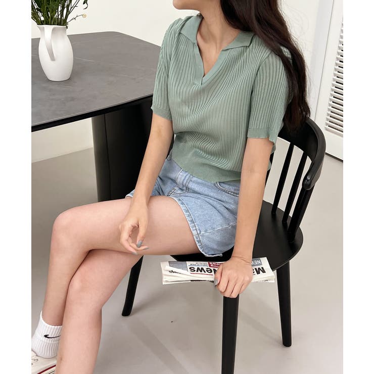 Vネックカラーリブニット | by muni:r | 詳細画像29 