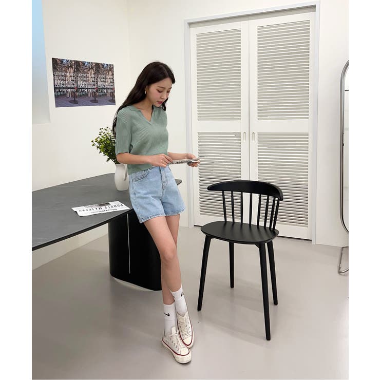 Vネックカラーリブニット | by muni:r | 詳細画像33 