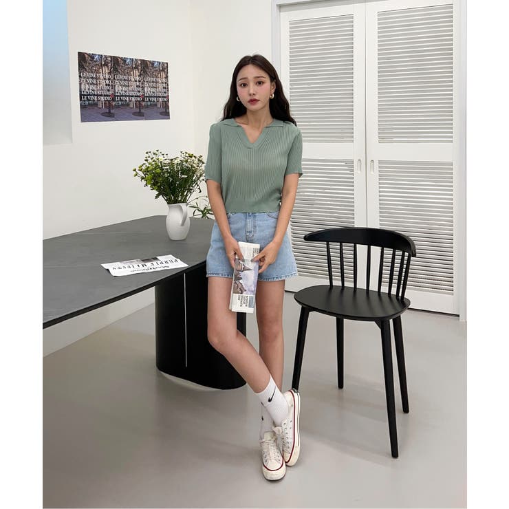 Vネックカラーリブニット | by muni:r | 詳細画像34 