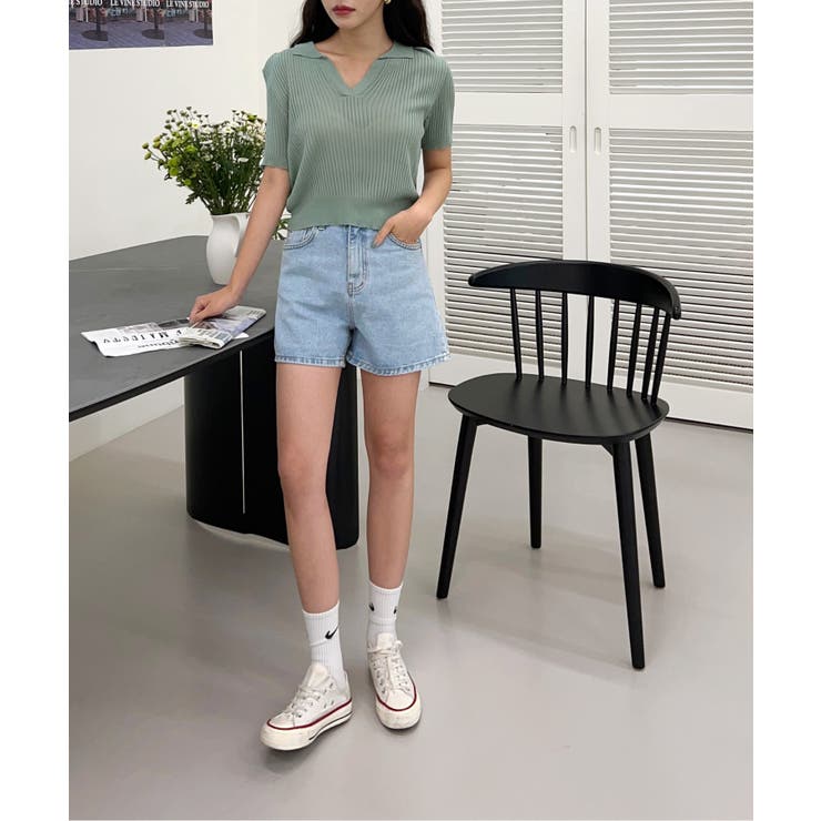 Vネックカラーリブニット | by muni:r | 詳細画像36 